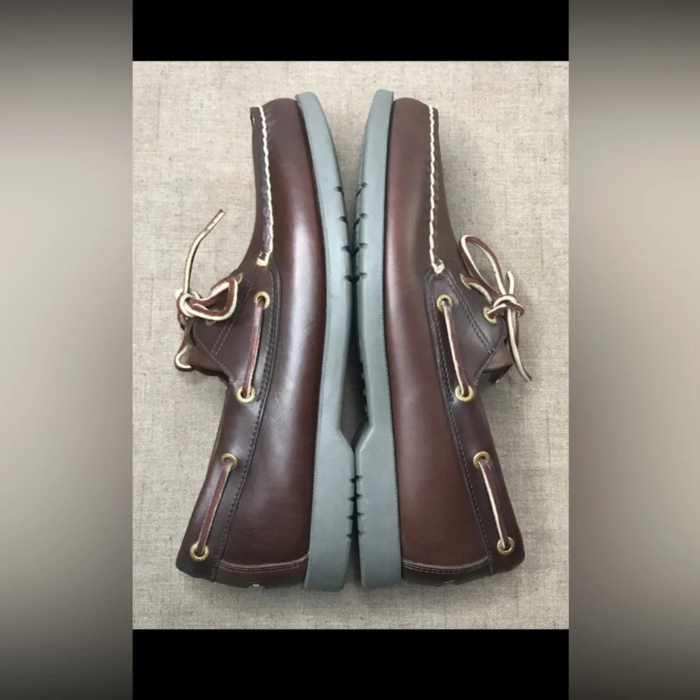 Excellent Rockport Men's Boat Shoes Brown Leather 2-Eye Deck Shoes Size 10M